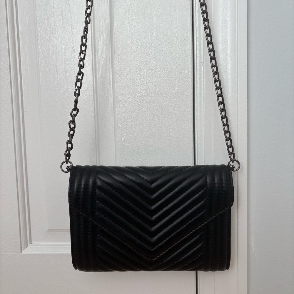 Black Purse - small with long chain strap